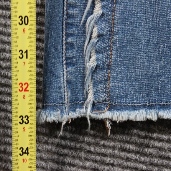 Almost Famous Jeans Women's 3 Blue Super Flare Bell Bottom Distressed Raw Hem - Picture 8 of 11